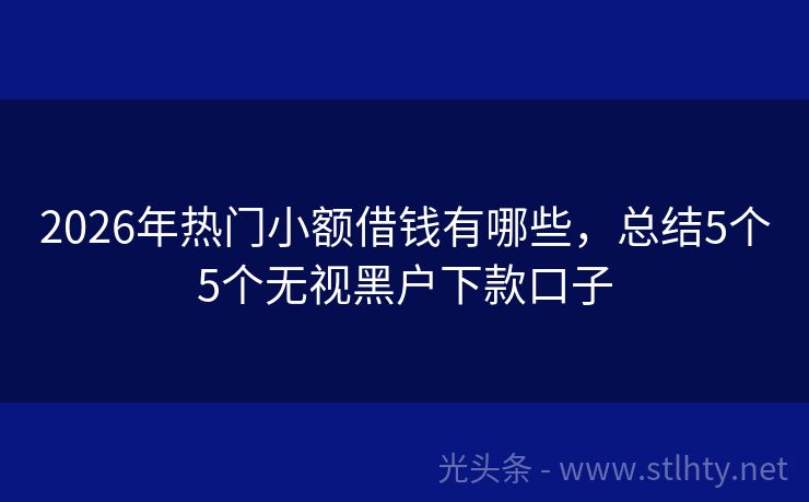 2026年热门小额借钱有哪些，总结5个5个无视黑户下款口子