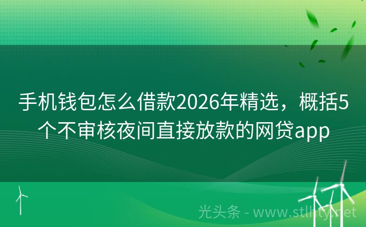 手机钱包怎么借款2026年精选，概括5个不审核夜间直接放款的网贷app