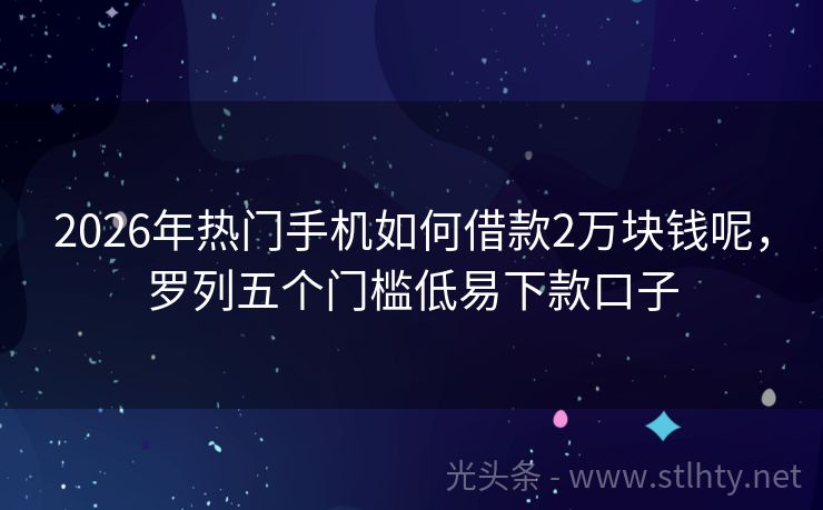 2026年热门手机如何借款2万块钱呢，罗列五个门槛低易下款口子