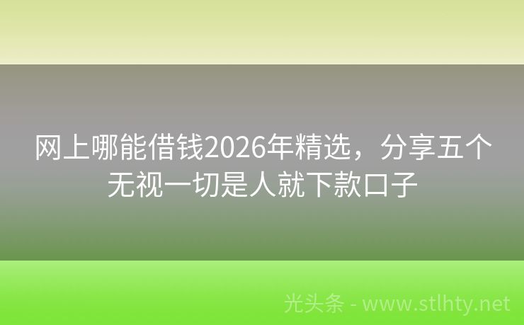 网上哪能借钱2026年精选，分享五个无视一切是人就下款口子
