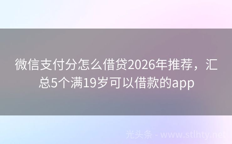 微信支付分怎么借贷2026年推荐，汇总5个满19岁可以借款的app