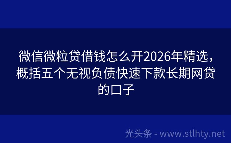 微信微粒贷借钱怎么开2026年精选，概括五个无视负债快速下款长期网贷的口子