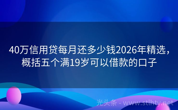 40万信用贷每月还多少钱2026年精选，概括五个满19岁可以借款的口子