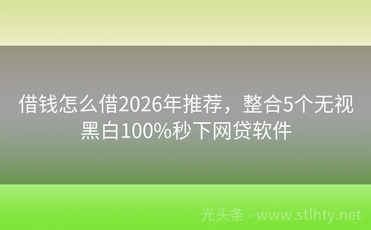 借钱怎么借2026年推荐，整合5个无视黑白100%秒下网贷软件