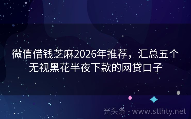微信借钱芝麻2026年推荐，汇总五个无视黑花半夜下款的网贷口子