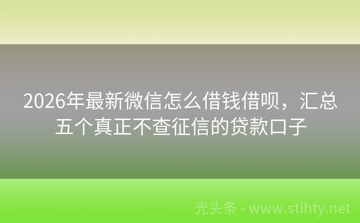 2026年最新微信怎么借钱借呗，汇总五个真正不查征信的贷款口子