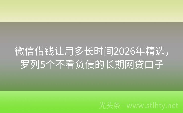 微信借钱让用多长时间2026年精选，罗列5个不看负债的长期网贷口子