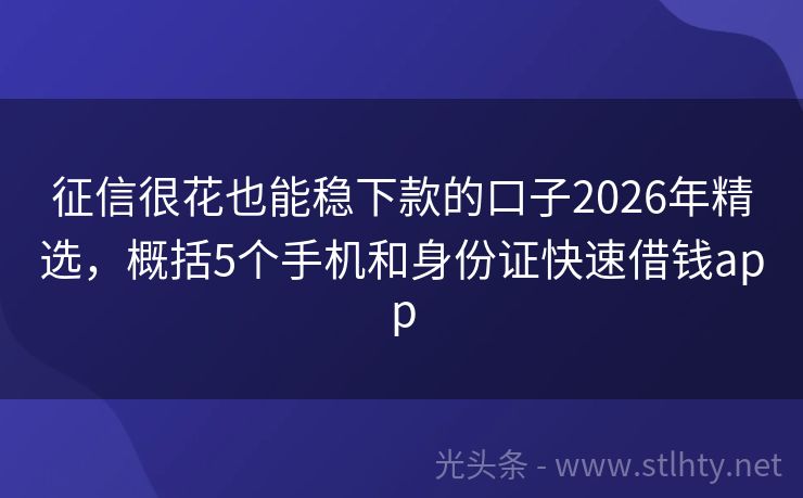 征信很花也能稳下款的口子2026年精选，概括5个手机和身份证快速借钱app