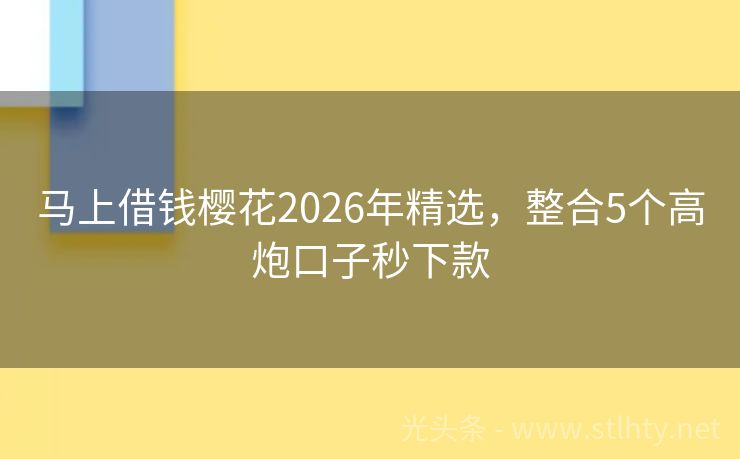 马上借钱樱花2026年精选，整合5个高炮口子秒下款