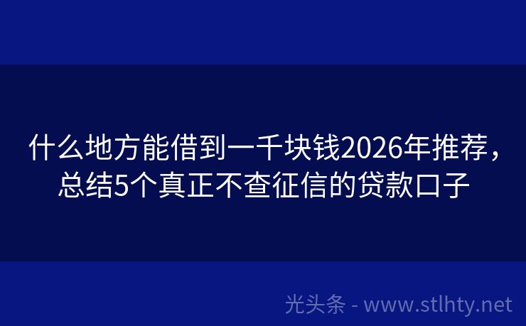 什么地方能借到一千块钱2026年推荐，总结5个真正不查征信的贷款口子