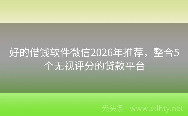 好的借钱软件微信2026年推荐，整合5个无视评分的贷款平台