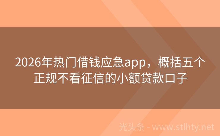 2026年热门借钱应急app，概括五个正规不看征信的小额贷款口子