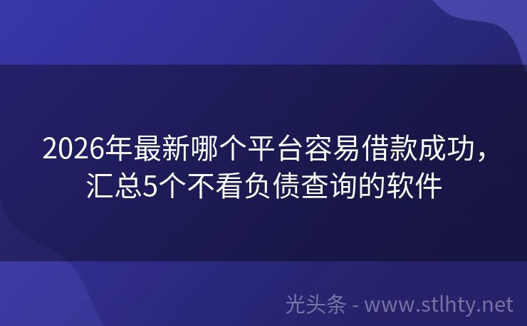 2026年最新哪个平台容易借款成功，汇总5个不看负债查询的软件