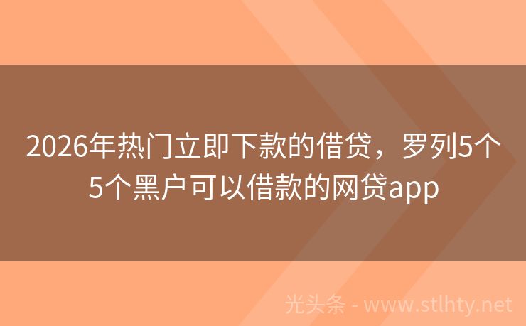 2026年热门立即下款的借贷，罗列5个5个黑户可以借款的网贷app