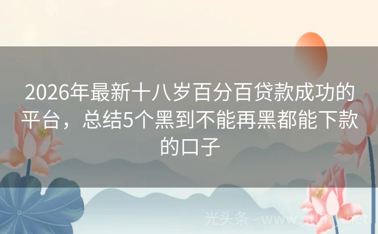 2026年最新十八岁百分百贷款成功的平台，总结5个黑到不能再黑都能下款的口子