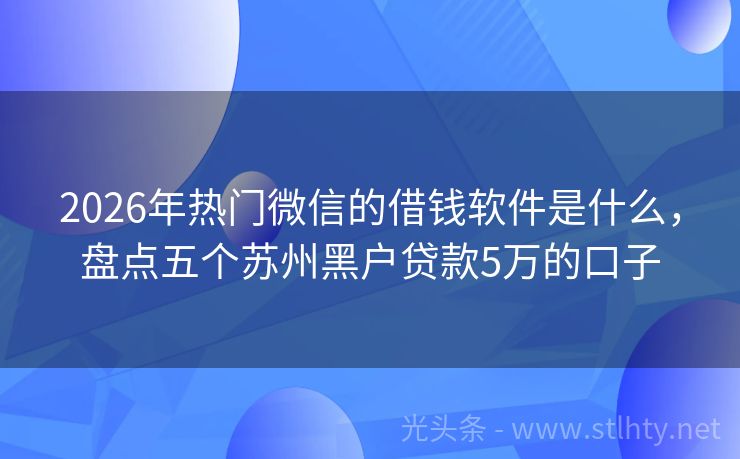 2026年热门微信的借钱软件是什么，盘点五个苏州黑户贷款5万的口子