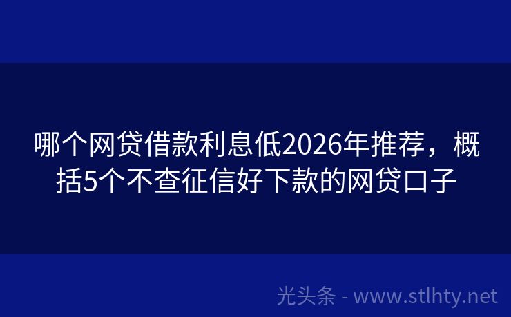哪个网贷借款利息低2026年推荐，概括5个不查征信好下款的网贷口子