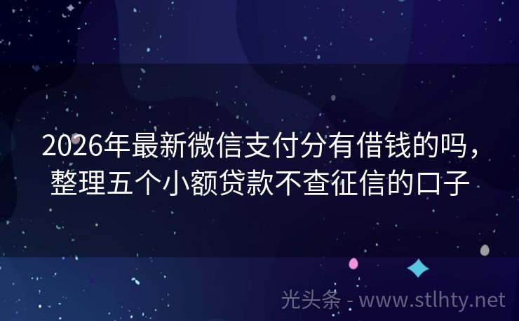 2026年最新微信支付分有借钱的吗，整理五个小额贷款不查征信的口子