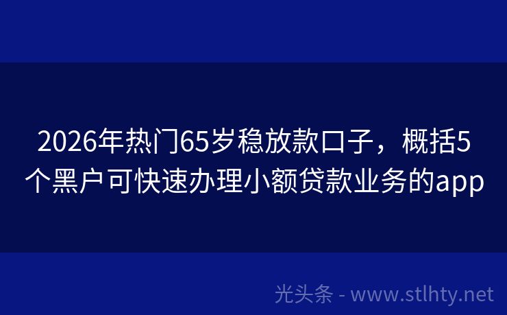 2026年热门65岁稳放款口子，概括5个黑户可快速办理小额贷款业务的app
