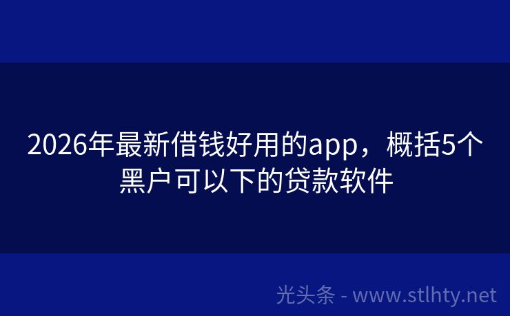 2026年最新借钱好用的app，概括5个黑户可以下的贷款软件