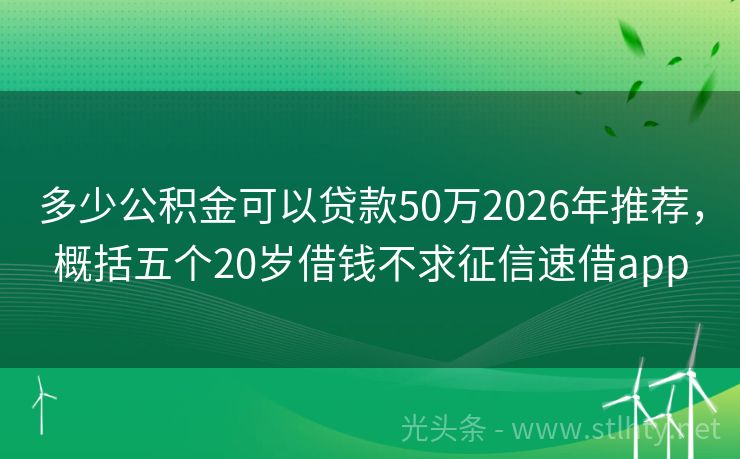 多少公积金可以贷款50万2026年推荐，概括五个20岁借钱不求征信速借app