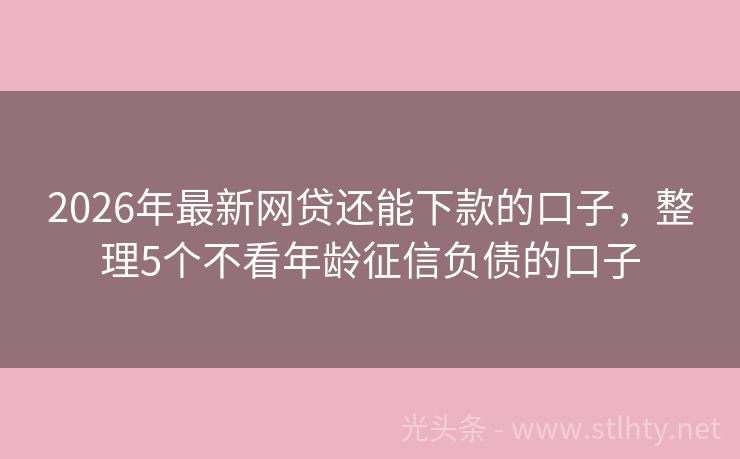 2026年最新网贷还能下款的口子，整理5个不看年龄征信负债的口子