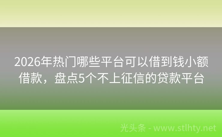 2026年热门哪些平台可以借到钱小额借款，盘点5个不上征信的贷款平台