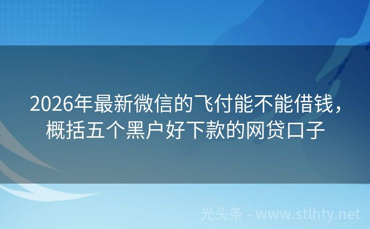 2026年最新微信的飞付能不能借钱，概括五个黑户好下款的网贷口子