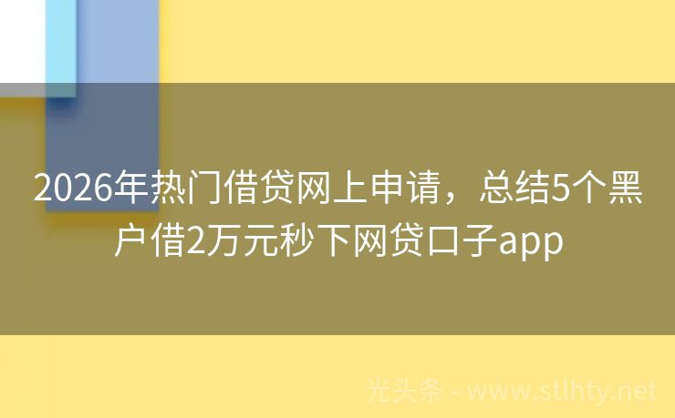 2026年热门借贷网上申请，总结5个黑户借2万元秒下网贷口子app