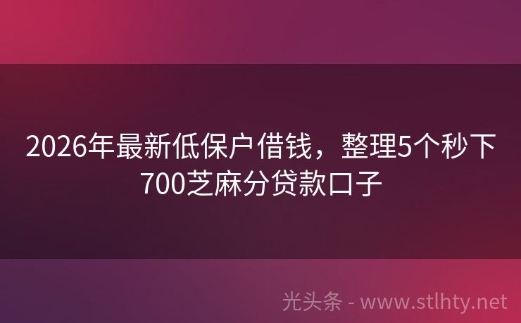 2026年最新低保户借钱，整理5个秒下700芝麻分贷款口子