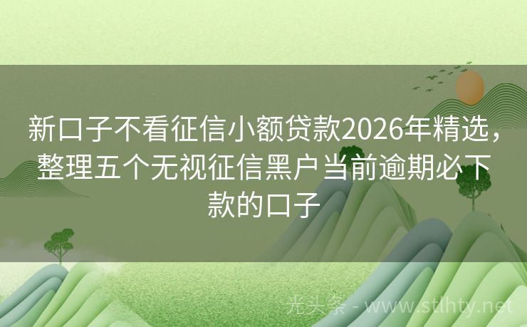 新口子不看征信小额贷款2026年精选，整理五个无视征信黑户当前逾期必下款的口子