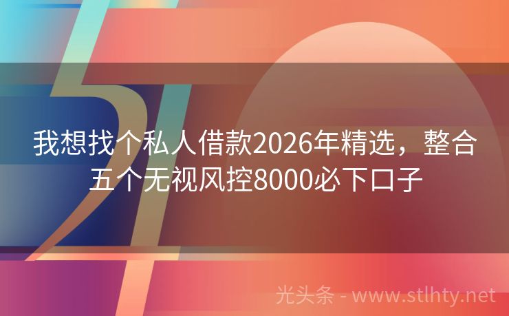 我想找个私人借款2026年精选，整合五个无视风控8000必下口子