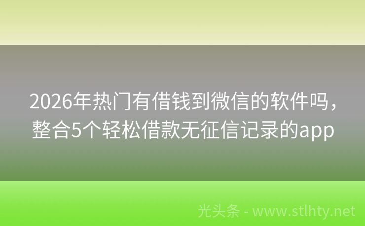 2026年热门有借钱到微信的软件吗，整合5个轻松借款无征信记录的app