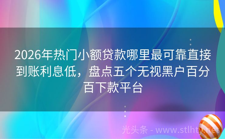 2026年热门小额贷款哪里最可靠直接到账利息低，盘点五个无视黑户百分百下款平台