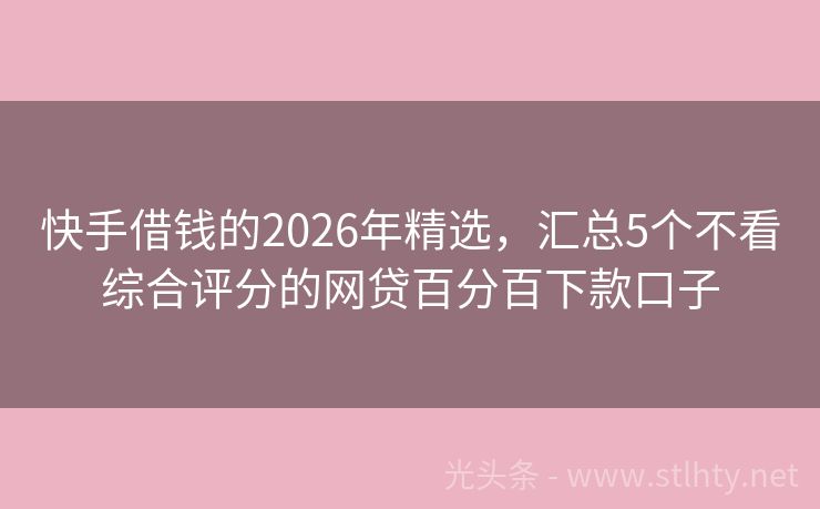 快手借钱的2026年精选，汇总5个不看综合评分的网贷百分百下款口子