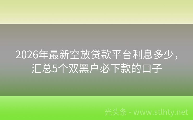 2026年最新空放贷款平台利息多少，汇总5个双黑户必下款的口子