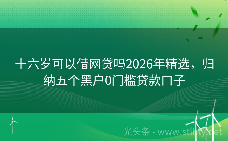 十六岁可以借网贷吗2026年精选，归纳五个黑户0门槛贷款口子