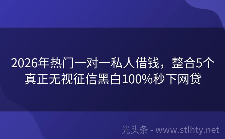 2026年热门一对一私人借钱，整合5个真正无视征信黑白100%秒下网贷