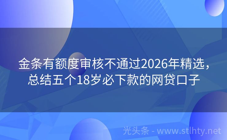 金条有额度审核不通过2026年精选，总结五个18岁必下款的网贷口子