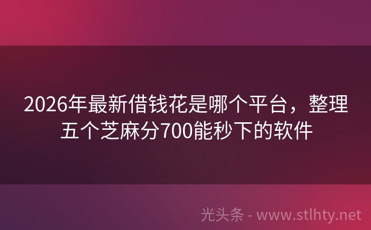 2026年最新借钱花是哪个平台，整理五个芝麻分700能秒下的软件
