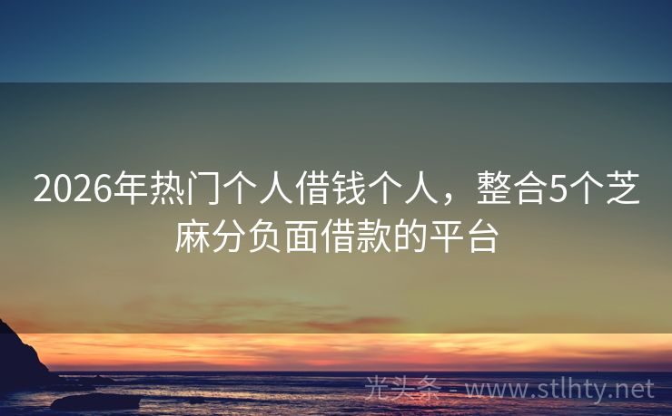 2026年热门个人借钱个人，整合5个芝麻分负面借款的平台
