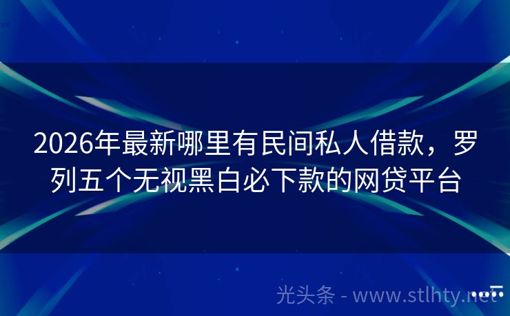 2026年最新哪里有民间私人借款，罗列五个无视黑白必下款的网贷平台