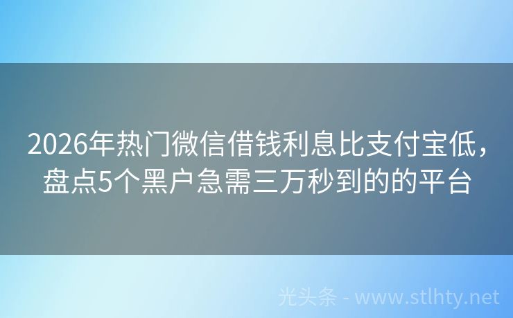 2026年热门微信借钱利息比支付宝低，盘点5个黑户急需三万秒到的的平台