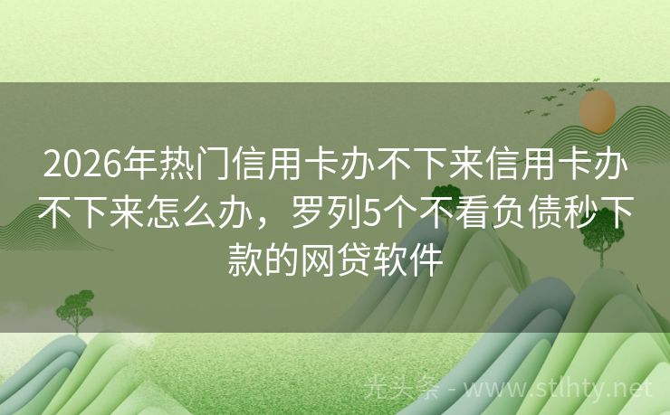 2026年热门信用卡办不下来信用卡办不下来怎么办，罗列5个不看负债秒下款的网贷软件