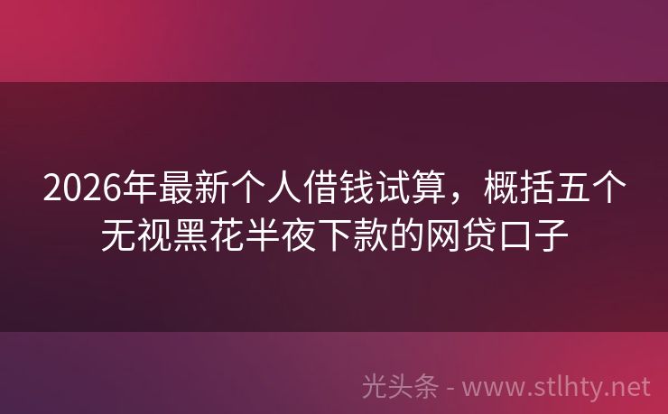 2026年最新个人借钱试算，概括五个无视黑花半夜下款的网贷口子