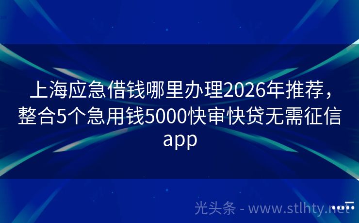 上海应急借钱哪里办理2026年推荐，整合5个急用钱5000快审快贷无需征信app