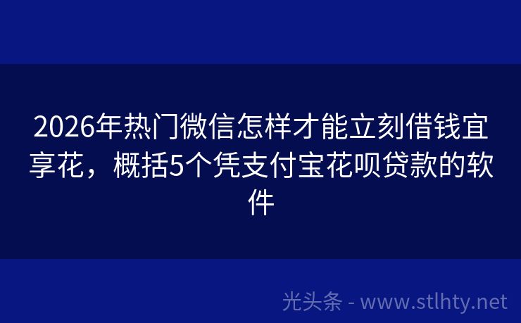 2026年热门微信怎样才能立刻借钱宜享花，概括5个凭支付宝花呗贷款的软件
