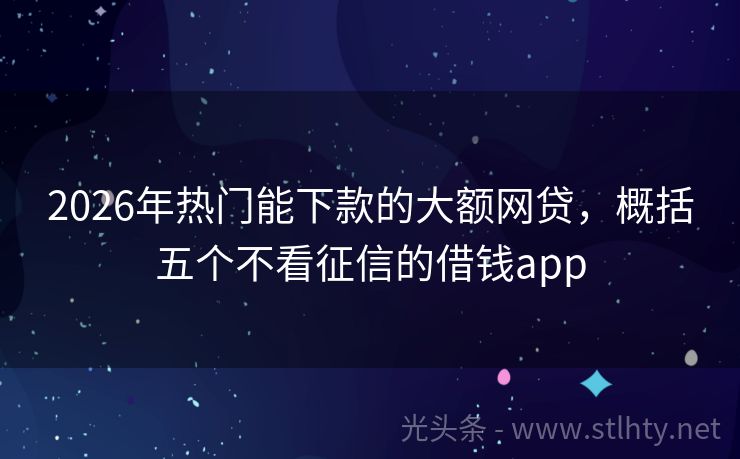 2026年热门能下款的大额网贷，概括五个不看征信的借钱app
