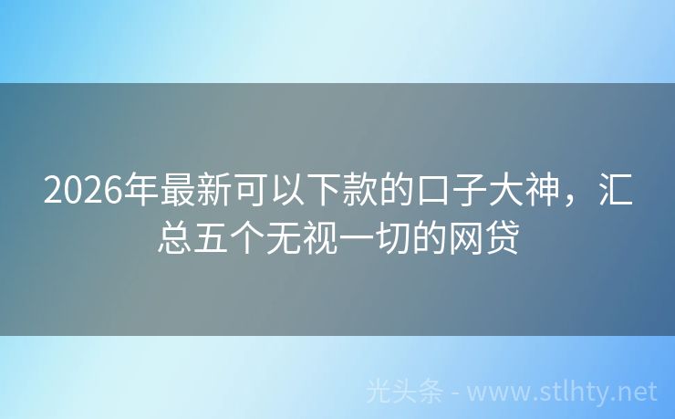2026年最新可以下款的口子大神，汇总五个无视一切的网贷