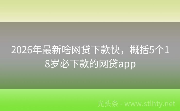 2026年最新啥网贷下款快，概括5个18岁必下款的网贷app